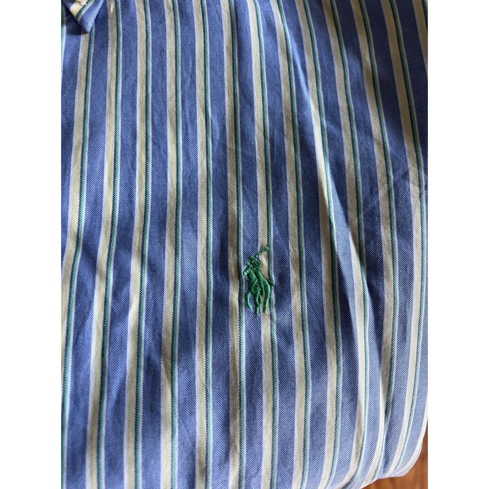 POLO Ralph Lauren Men's Shirt 15.5-32/33 Button Up Blue Yellow Green Stripe - Picture 4 of 6